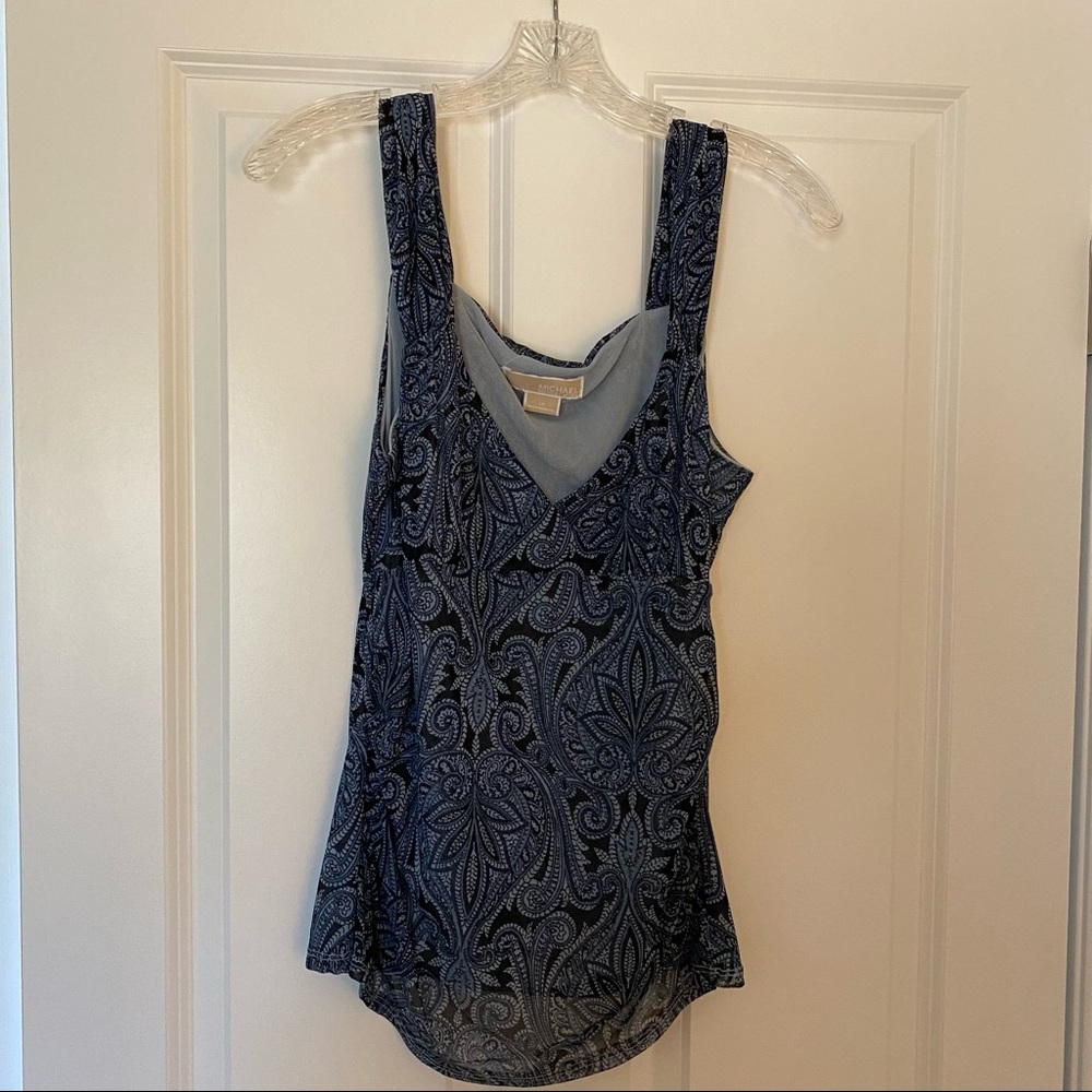 Michael Kors sleeveless multi-blue dress top